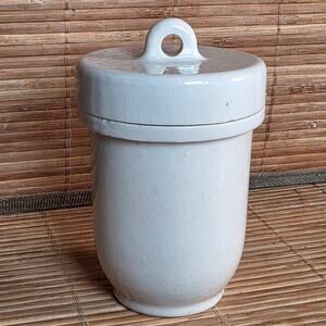 Vintage Made in England Porcelain Egg Coddler Covered Egg Cup Bone White